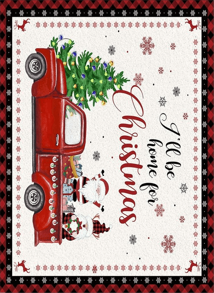 Area Rug, Snowflake Winter Cardinals Xmas Tree Vintage Red Truck Merry Christmas Rug, 2x3 Feet Rugs for Living Room Bedroom Kids Room Kids Room Nursery Classroom, Non-Slip Comrft Carpet Washable Rug