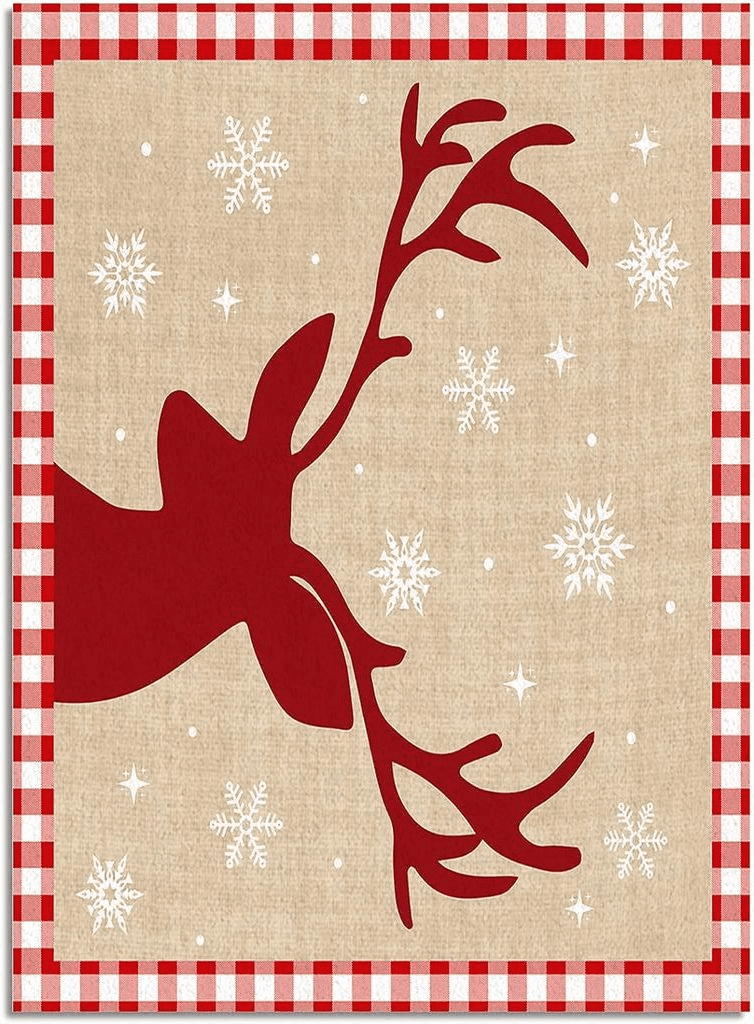 Area Rug, Red Buffalo Check Plaid Elk Head Christmas Rug, 2x3 Feet Rugs for Living Room Bedroom Kids Room Kids Room Nursery Classroom, Non-Slip Comrft Carpet Washable Rug