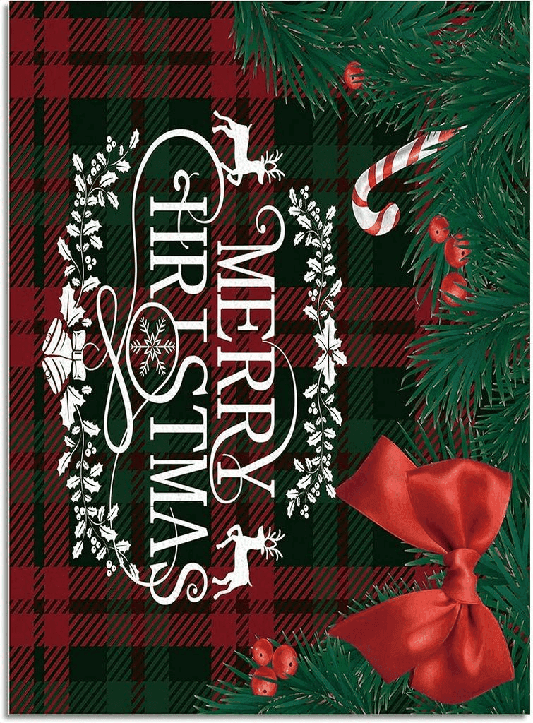 Area Rug 2x3 Feet, Christmas Pine Berry Candies Reindeer on Red Buffalo Check Plaid Rug, Rugs for Living Room Decor Bedroom Decor Kids Room, Non-Slip Living Room Rugs, Comrft Carpet Washable Rug