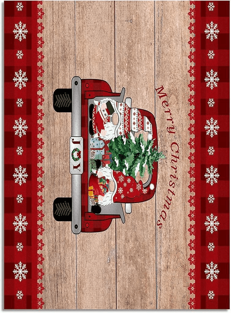 Area Rug, Red Buffalo Plaid Snowflake Snowman Vintage Red Truck Merry Christmas Rug, 2x3 Feet Rugs for Living Room Bedroom Kids Room Kids Room Nursery Classroom, Non-Slip Comrft Carpet Washable Rug