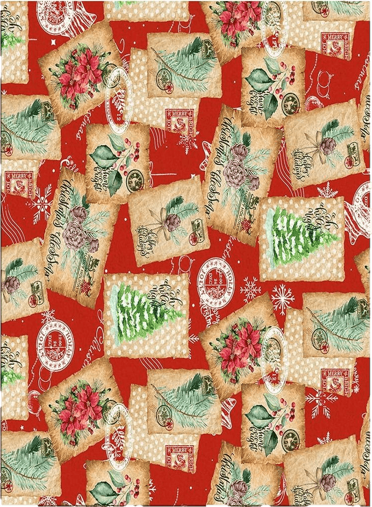 Christmas 2' x 3' Area Rug, Christmas Non-Skid Rubber Backing Large Rectangle Rugs - Living Room Bedroom Home Office Xmas Tree Poinsettia Pinecone Stamp Texture Red Indoor Floor Mat Carpets