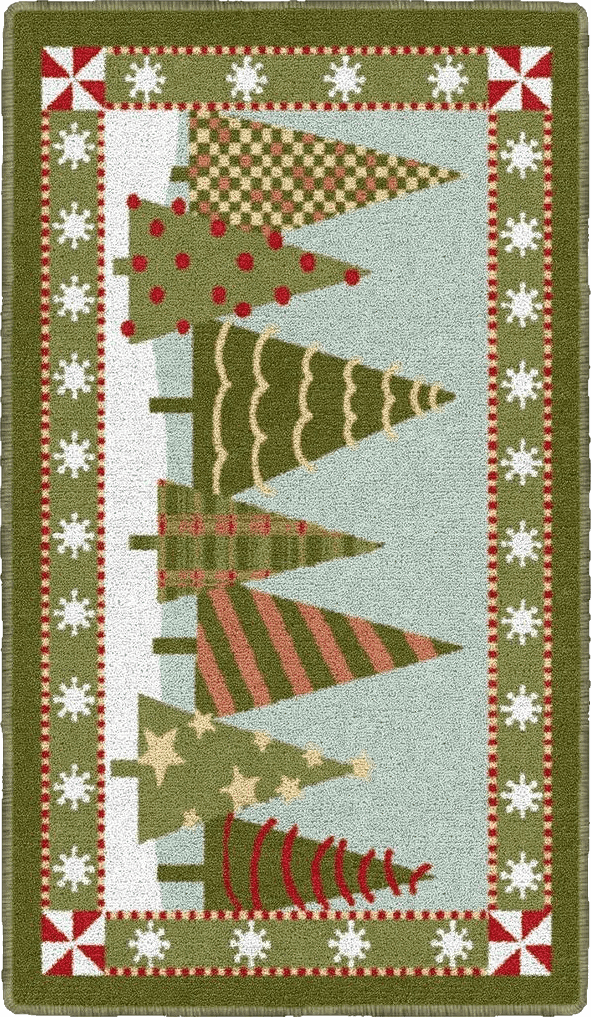 Outdoor Green Brumlow MILLS Festive Washable Christmas Indoor or Outdoor Holiday Rug for Living or Dining Room, Bedroom Carpet, Kitchen or Entryway Rug, 20" x 34", Christmas Trees