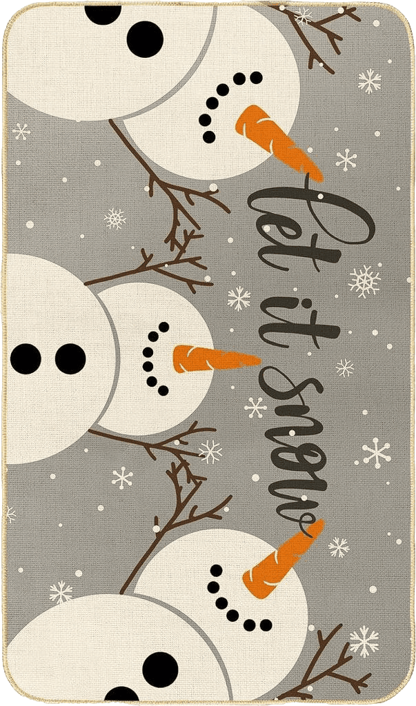 Christmas Grey AnyDesign Christmas Winter Doormat Snowman Front Door Mat Non-Slip Let It Snow Decorative Door Rugs Carpet Floor Mat for Xmas Winter Indoor Outdoor Home Office Decor, 17 x 29 in