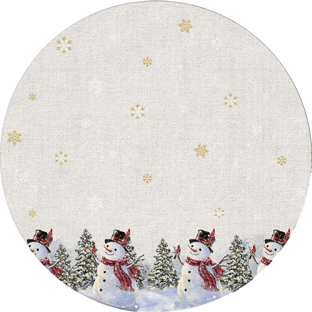 Snowman Round Area Rug 3.3ft,Washable Outdoor Indoor Carpet Runner Rug for Bedroom,Kitchen,Bathroom,Living/Dining/Laundry Room,Office,Area+Rug Bath Door Mat Christmas Golden Snowflake Grey