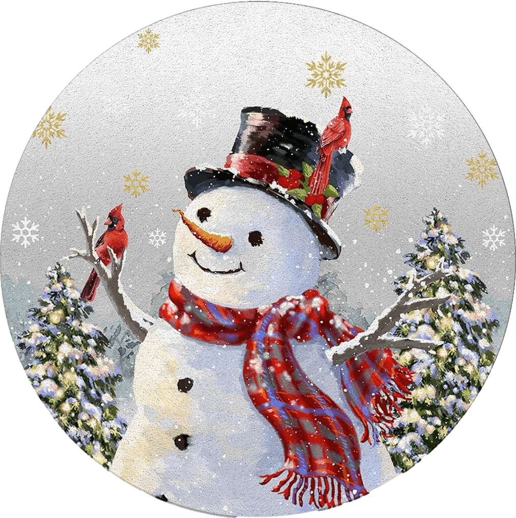 Outdoor All Rounds/Square Christmas Snowman Round Area Rug 6ft,Washable Outdoor Indoor Carpet Runner Rug for Bedroom,Kitchen,Bathroom,Living/Dining/Laundry Room,Office,Area+Rug Large Bath Door Mat Snowflake Pine Tree Grey