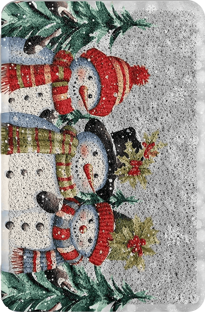 Outdoor Multicolor EwdeWwo Christmas Front Door Welcome Mat, Snowman Holly Berry Grey Snowflake Xmas Non-Slip Rug Low-Profile Floor Mat for Indoor/Outdoor Entry/High Traffic Areas, 18" x 30"