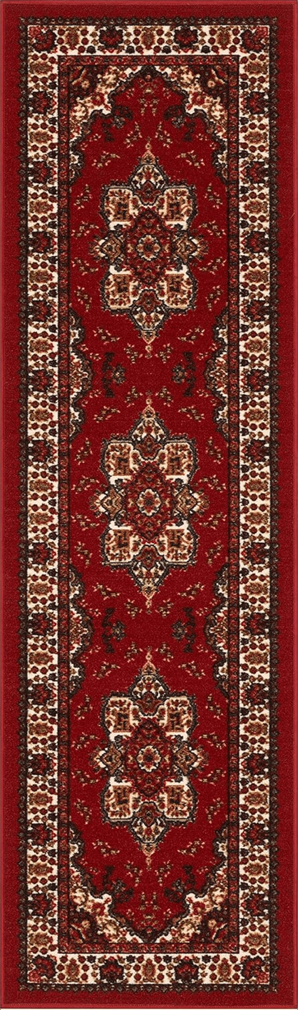 Disney Antep Rugs Alfombras Oriental Traditional 2x7 Non-Skid (Non-Slip) Low Profile Pile Rubber Backing Indoor Area Runner Rugs (Maroon, 2' x 7')
