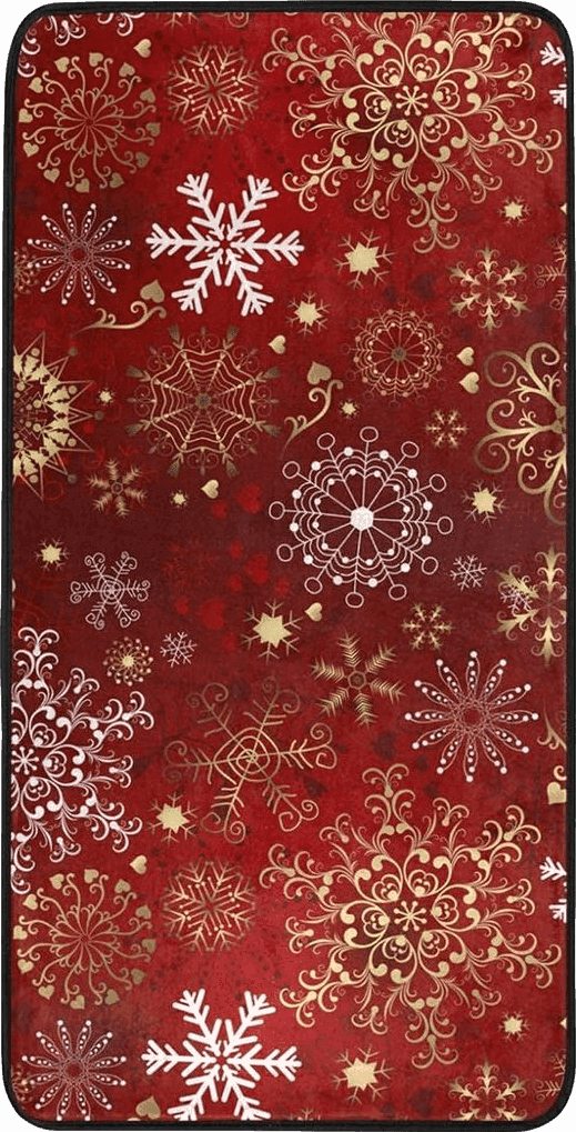 Disney Christmas Rugs Christmas Gold White Snowflakes Rugs for Kitchen Bathroom Christmas Decorative Doormat Small Carpet Mat 39 x 20 inch