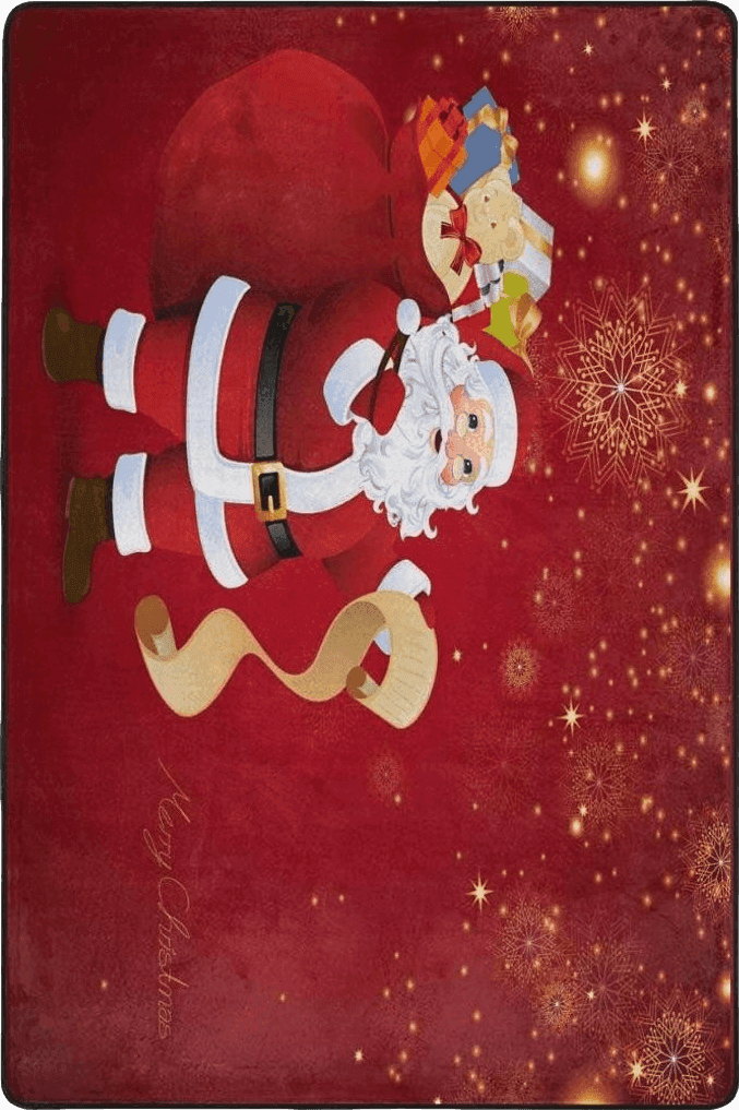 Disney ALAZA Christmas Santa Claus with Gift Red Firework Area Rug for Living Room Bedroom 6'x4'