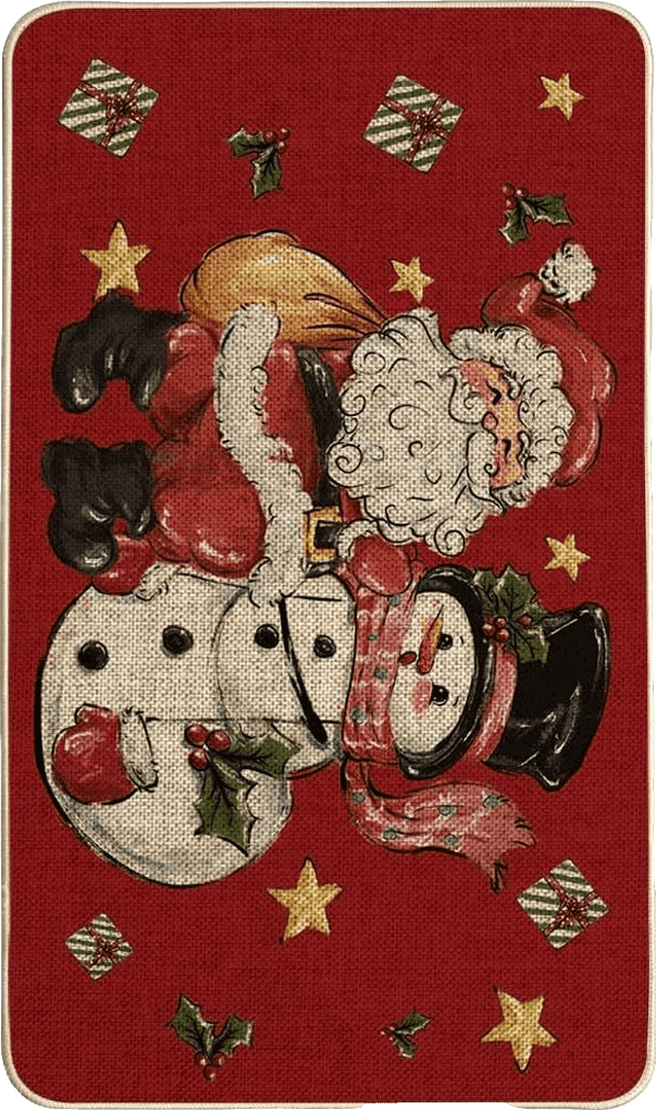 Disney Artoid Mode Santa Claus Snowman Christmas Welcome Decorative Doormat, Seasonal Winter Xmas Gift Low-Profile Rug Switch Mat for Outdoor 17x29 Inch