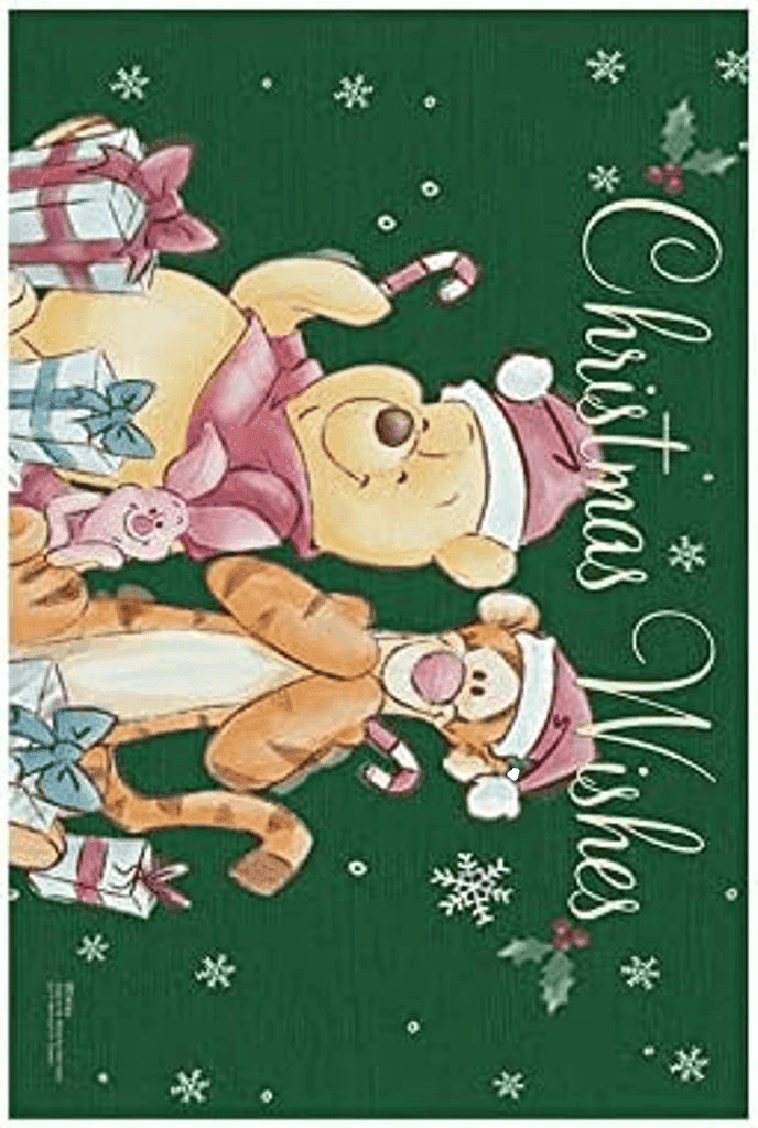 Disney Flagology.com, Doormat, Disney Winnie The Pooh Christmas Wishes Doormat - 18" x 30", Outdoor/Indoor, Heavy Duty Recycled Rubber, Non-Slip Backing, Christmas