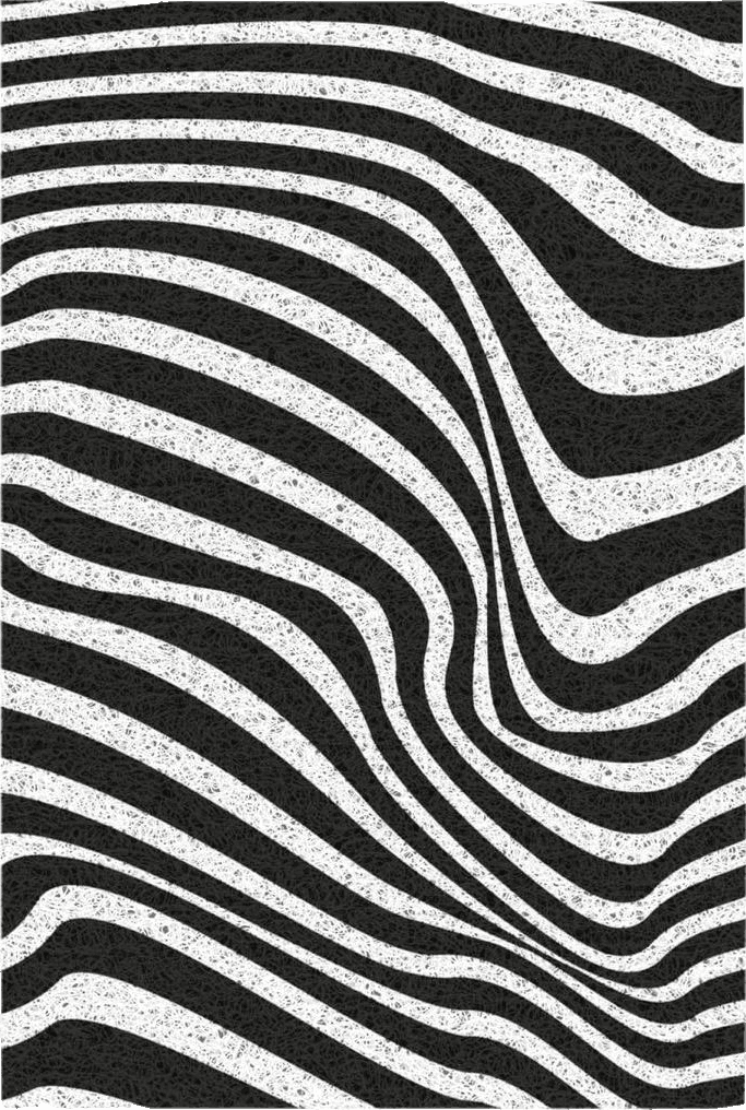 Black and White Distortion Hallucinatory Stripes PVC Modern Area Rugs Non-Slip Carpets Floor Mat Throw Rugs Doormats Room Decor for Living Room Bedroom Playing Room Rug 23.5x15.7in