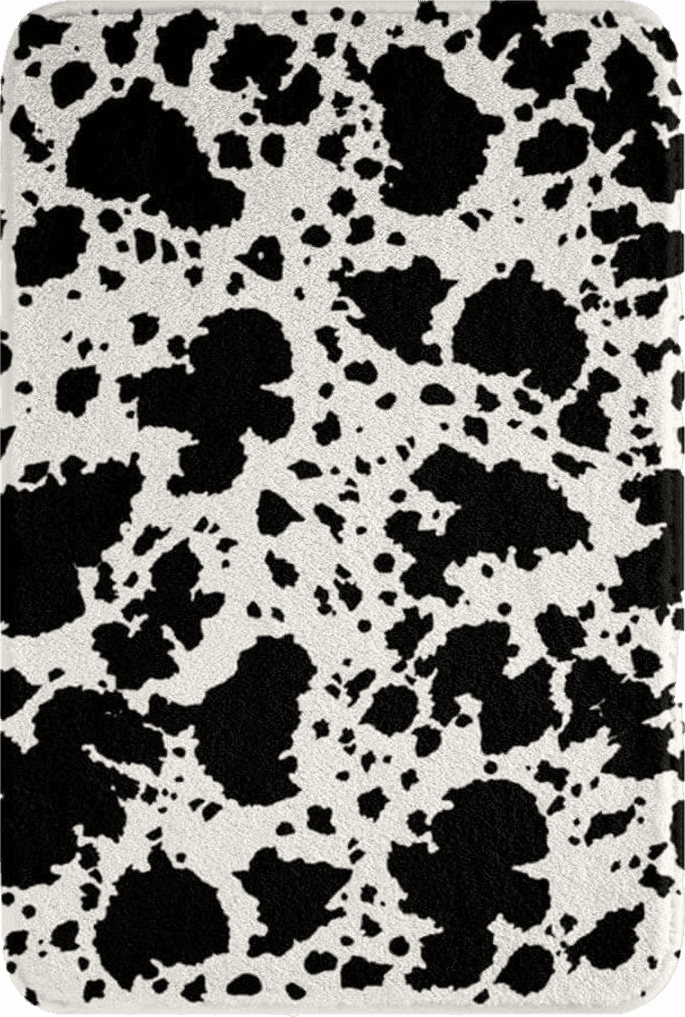 Fluffy Black White Cow Fur Print Rugs Boys Black White Cowhide Fluffy Rugs for Bedroom,Animal Skin Print Durable Indoor Entry Rug Teens Farmhouse Cow Print Non Slip Bathroom Carpet Floor Mats 30x18 inch