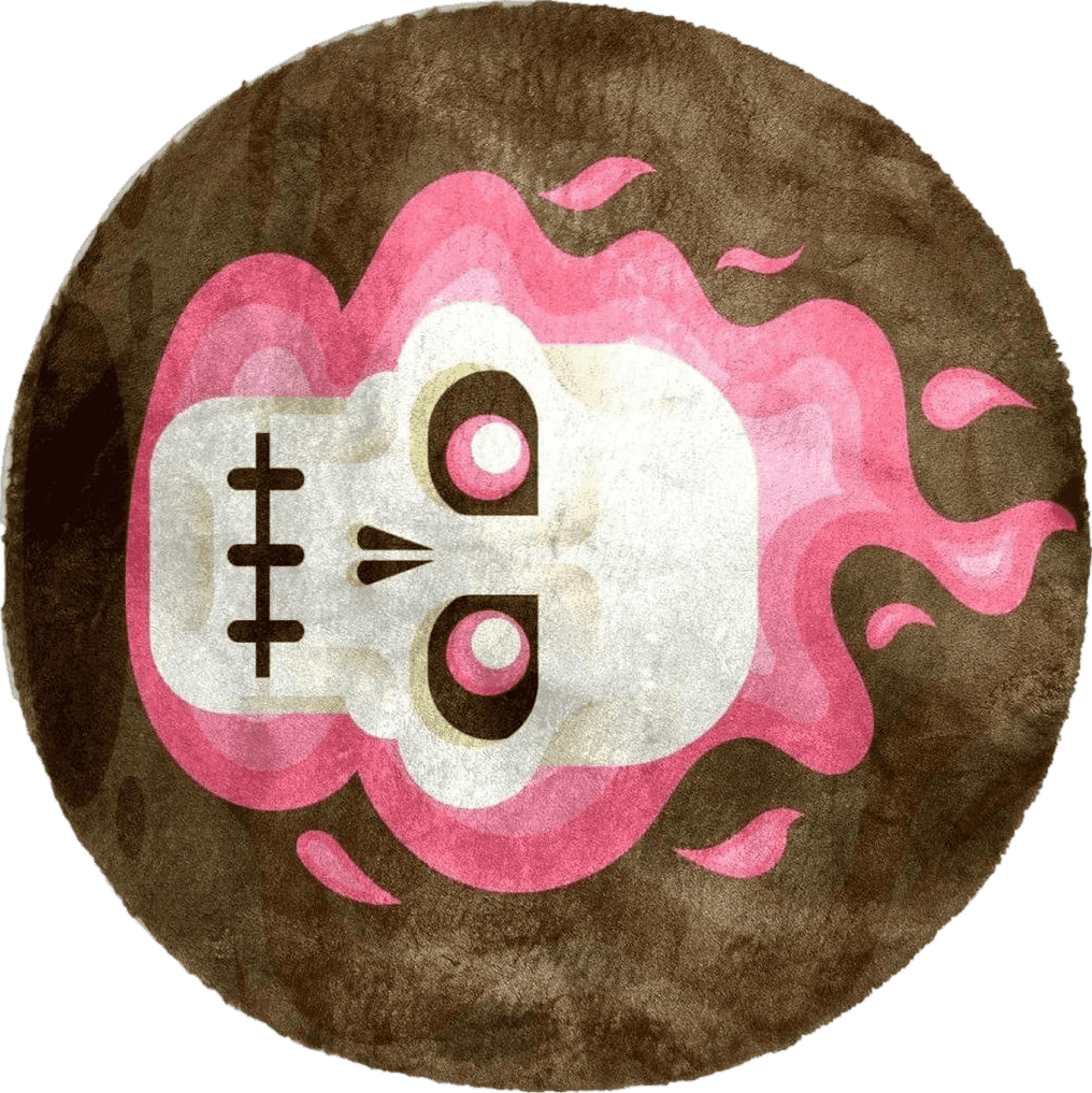 Fluffy Pink Dragon Sword Faux Fur Area Rug, Round Fluffy Rugs for Bedroom and Nursery Room, Pink Flaming Skull