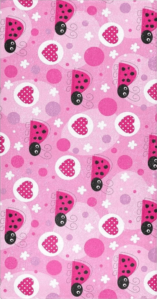 Fluffy Pink Cute Love Pink Ladybird Bathroom Rugs Fluffy Absorbent Bath Mat Machine Washable Soft Microfiber Shaggy Kitchen Mat Non Slip Carpet Runner for Kitchen Entryway Laundry Room Decor