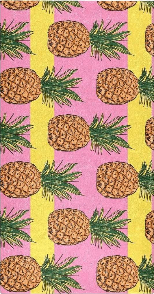 Pineapple Yellow Pink Stripes Bathroom Rugs Fluffy Absorbent Bath Mat Machine Washable Soft Microfiber Shaggy Kitchen Mat Non Slip Carpet Runner for Kitchen Bathroom Bathtub Accessories Decor