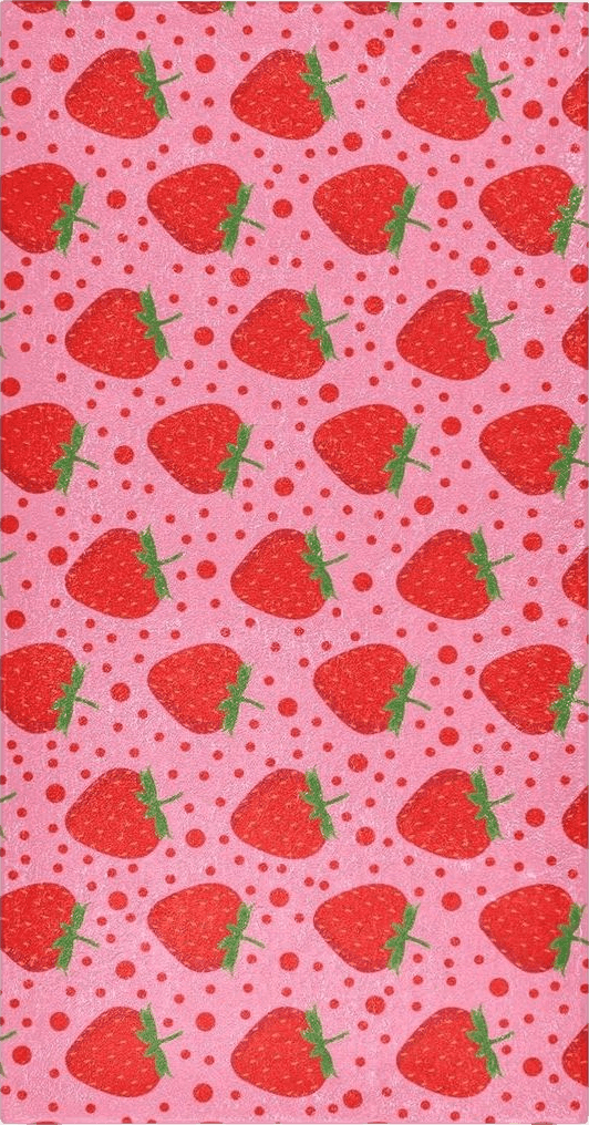 Fluffy Red Pink Strawberry Dot Bathroom Rugs Fluffy Absorbent Bath Mat Machine Washable Soft Microfiber Shaggy Kitchen Mat Non Slip Carpet Runner for Doorway Porch Kitchen Bathroom Farmhouse