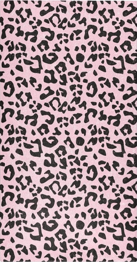 Pink Black Leopard Bathroom Rugs Fluffy Absorbent Bath Mat Machine Washable Soft Microfiber Shaggy Kitchen Mat Non Slip Carpet Runner for Doorway Porch Kitchen Bathroom Farmhouse