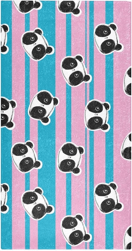 Pink Blue Panda Bathroom Rugs Fluffy Absorbent Bath Mat Machine Washable Soft Microfiber Shaggy Kitchen Mat Non Slip Carpet Runner for Shower Floor Layered Front Door Mats Porch