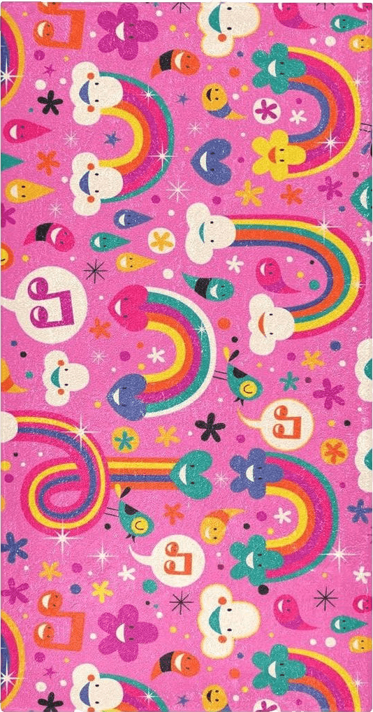 Fluffy Pink Cute Pink Rainbows Clouds Bathroom Rugs Fluffy Absorbent Bath Mat Machine Washable Soft Microfiber Shaggy Kitchen Mat Non Slip Carpet Runner for Shower Floor Layered Front Door Mats Porch