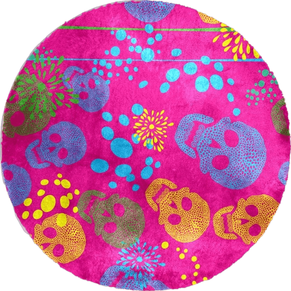 Pink Skull Soft Round Rug, Fluffy Furry Circle Rug for Teens Kids Baby Girls Boys Room,Fuzzy Plush Circular Carpet Dorm,Bedroom,Nursery Room Home Decor