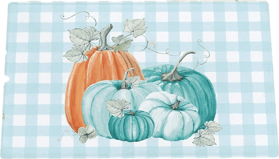 Fluffy Blue Autumn Pumpkins Indoor Doormat,Comfy Shaggy Mats for Bathroom Thanksgiving Day Vegetable Plush Floor Rugs Cozy Shag Doormat Carpets Indoor Entrance Decor Blue Checker