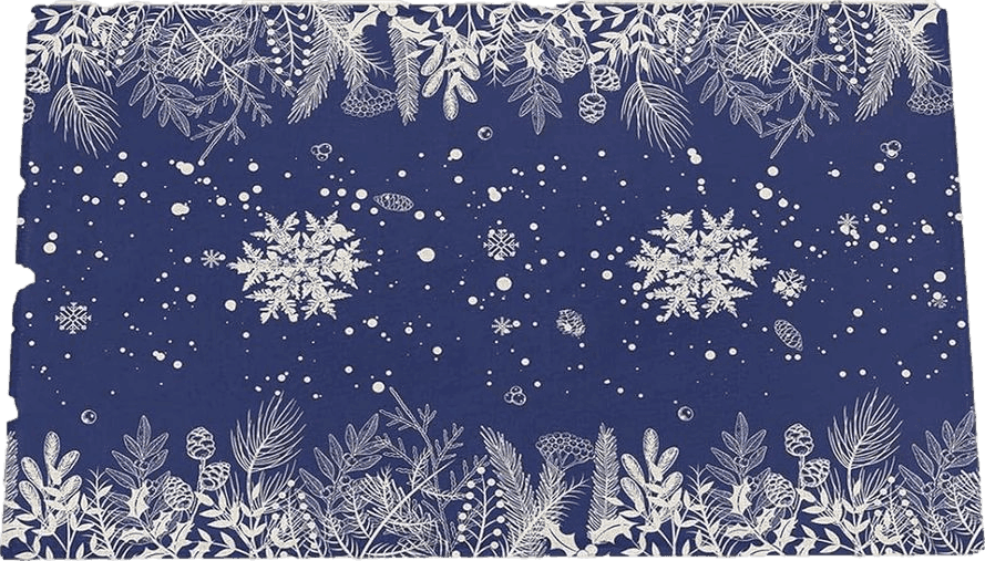 Shag Door Mats Bath Rugs Blue Christmas Snowflake Cedar Leaf,Soft Fluffy Doormats Non Slip Carpet Winter Xmas Plant Snow,Shaggy Fuzzy Area Throw Rug for Kitchen/Bathroom/Bedroom/Living Room 16x24In