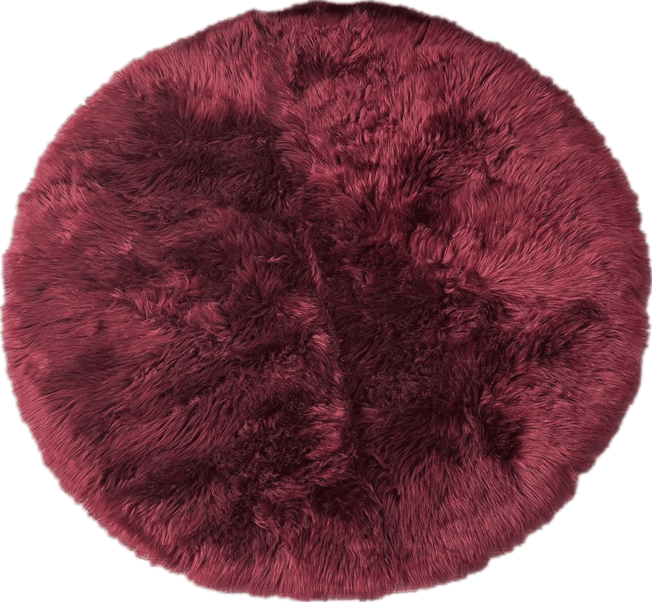 Fluffy Red Carvapet Faux Sheepskin Fur Area Rug Round Fake Fur Throw Rug Fluffy Home Decor Living Room Floor Mat Circular Bedside Carpet Soft Circle Kids Play Mat for Nursery Bedroom,3 ft Diameter, Burgundy