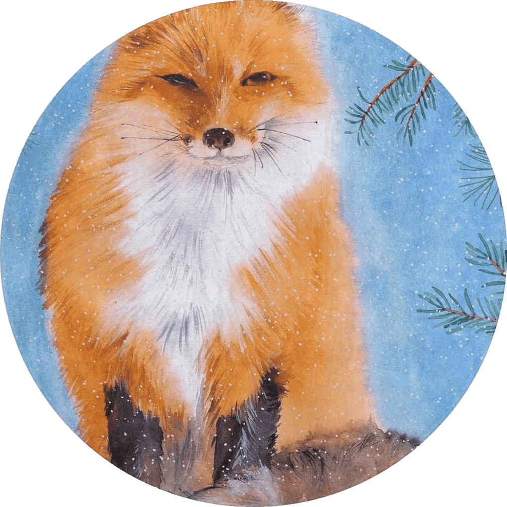 NAWFIVE Beautiful Fluffy Red Fox 3Ft Round Area Rug Non-Slip Watercolor Soft Throw Rugs,Floor Carpet Mat for Bedroom Living Room Kitchen