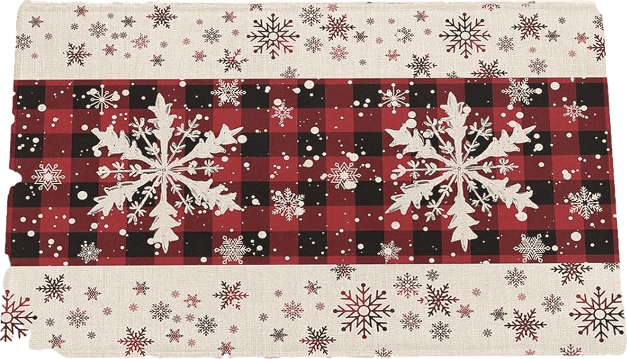 Fluffy Red Shag Door Mats Bath Rugs Christmas Black Red Plaid Snowflake,Soft Fluffy Doormats Non Slip Carpet Xmas Winter Snow Vintage Linen,Shaggy Fuzzy Area Throw Rug for Kitchen/Bathroom/Bedroom 16x24In