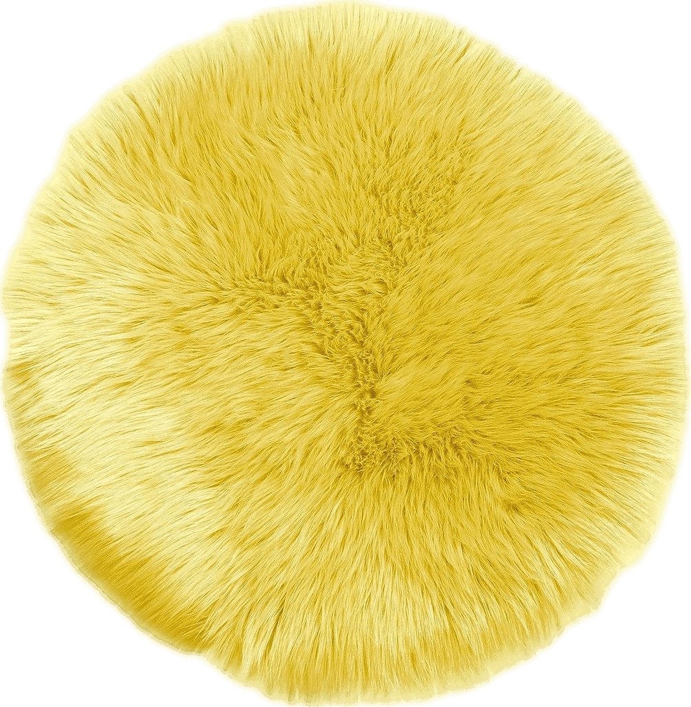 Teppich Wölkchen Faux Fur Rug | Round Rug Sheep-Skin Fur Throw | Washable Small Fluffy Rug for The Living Room, Bedroom, Nursery Decor | Round Fur Seat Cushion Chair Pad I Yellow - 1.5ft Round