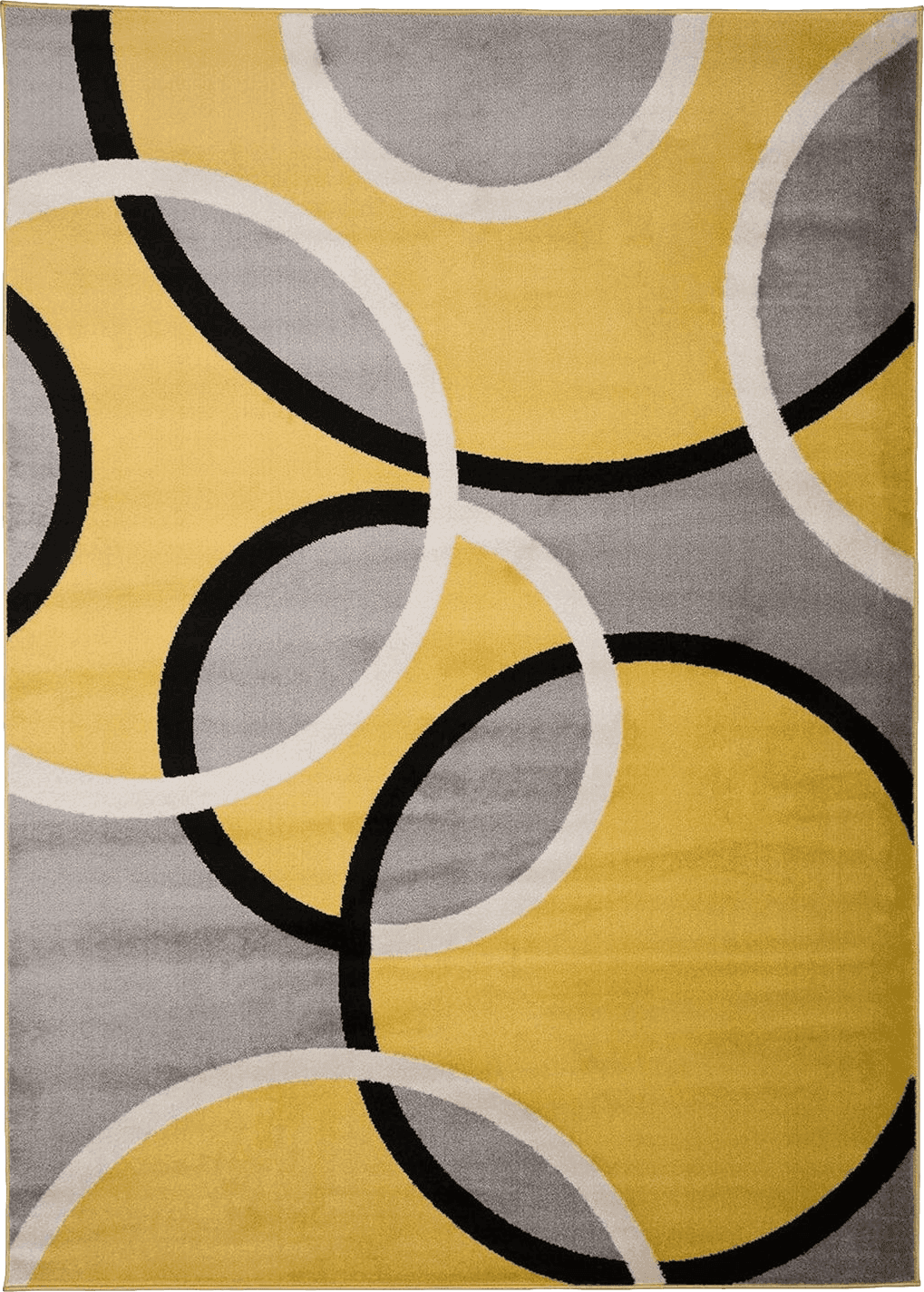 Fluffy Yellow Rugshop Contemporary Abstract Circles Easy Maintenance for Home Office,Living Room,Bedroom,Kitchen Soft Area Rug 3'3" x 5' Yellow