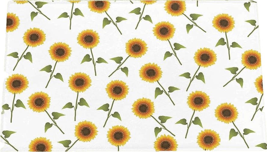 Fluffy White Abstract Yellow Sunflower Plush Shag Bath Rugs Pastoral Blossoms Floral Soft Fluffy Floor Doormat Carpet,Non-Slip Door Mats for Living Room Bedroom Kitchen Entryway Farm Plant