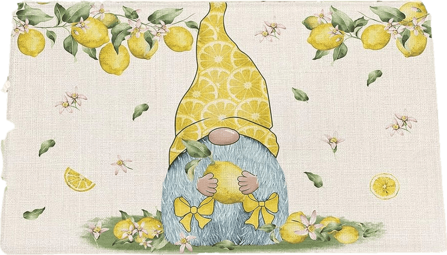 Fluffy Yellow Shag Door Mats Bath Rugs Pastoral Dwarf Farm Yellow Lemon,Soft Fluffy Doormats Non Slip Carpet Watercolor Fruit Leaves Retro Linen,Shaggy Fuzzy Area Throw Rug for Kitchen/Bathroom/Bedroom 16x24In