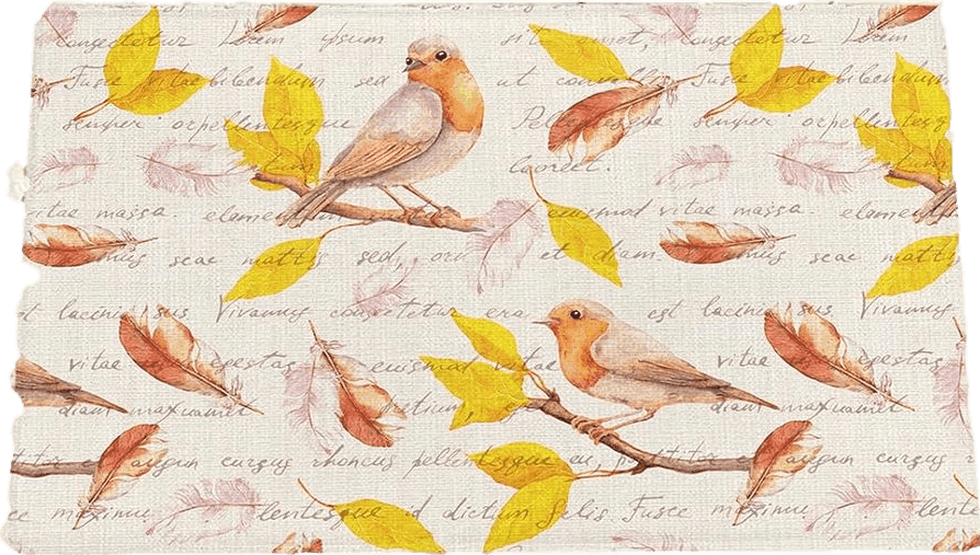 Fluffy Yellow Fall Leaves with Birds Bathroom Shag Doormat Yellow Retro Leaves on Letters Water Absorbent Bath Rug Floor Mat Washable Fluffy Plush Indoor Area Rugs Cozy Welcome Carpet Vintage Burlap