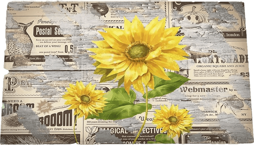 Fluffy Yellow Plush Shag Bath Rugs Watercolor Yellow Sunflower Soft Fluffy Floor Doormat Carpet,Non-Slip Door Mats for Living Room Bedroom Kitchen Entryway Rustic Newspaper Wood Plank