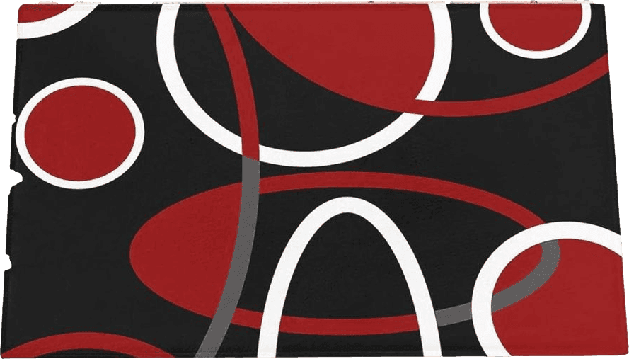 Bedroom Red Shag Door Mats Bath Rugs Claret White Circle Black,Soft Fluffy Doormats Non Slip Carpet Abstract Oval Line Simple Art,Shaggy Fuzzy Area Throw Rug for Kitchen/Bathroom/Bedroom/Living Room 16x24In