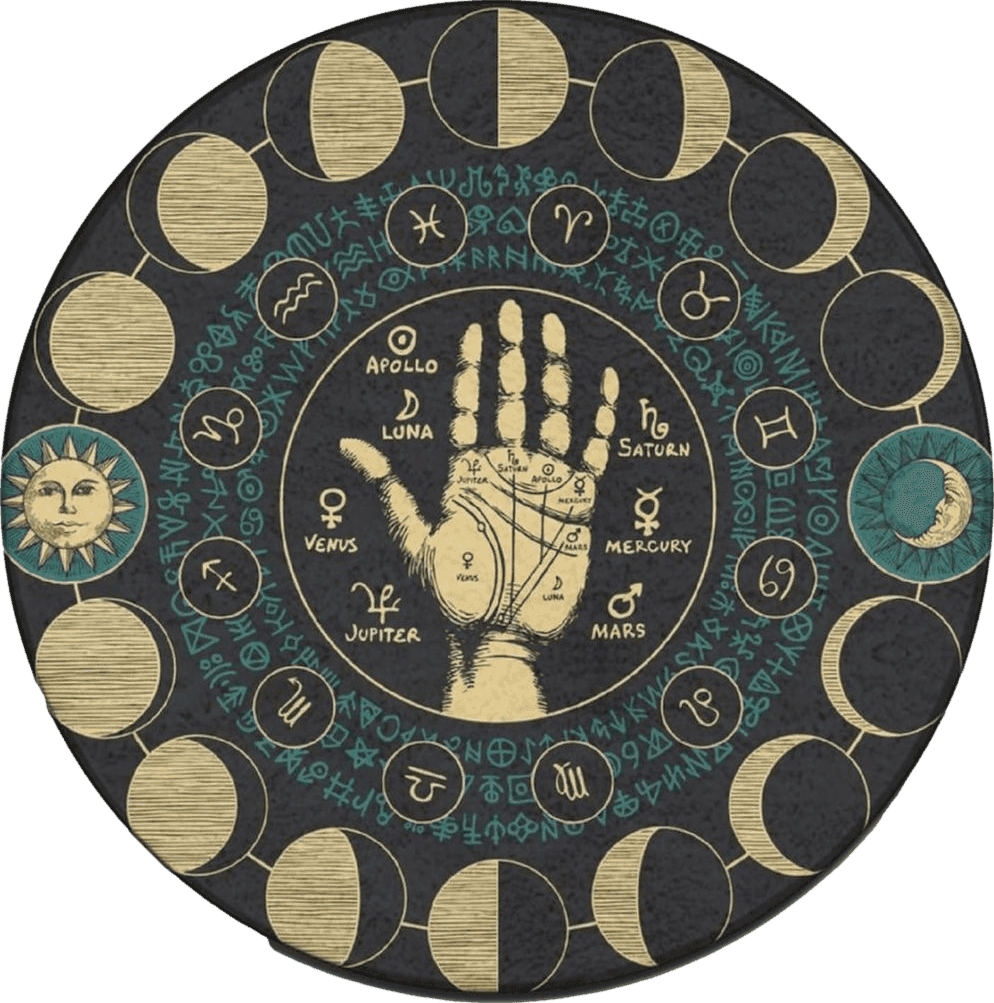 Comfortable Bedroom Living Room Decoration Circle of Zodiac Signs with Hand with Signs Area Rugs Soft Flannel Mat Carpet, Fashion and Funny Play Mat with Non-Slip Bottom Protection
