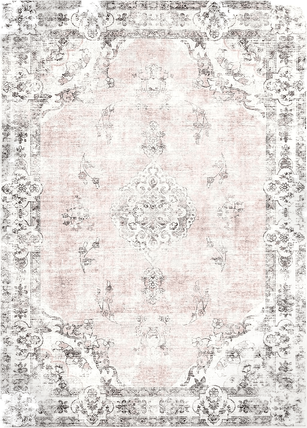 Fluffy Pink BRICHOEE Vintage Area Rug 3x5 Feet Light Pink Thin Entryway Mat for Kitchen Indoor Machine Washable Foldable Doormat Distressed Persian Boho Rug