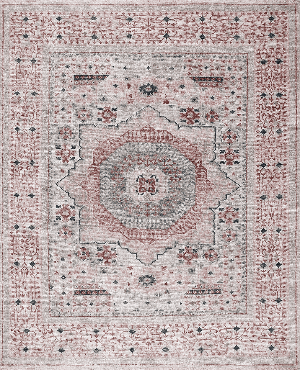 SAFAVIEH Samarkand Collection 8' x 10' Ivory / Rust SRK165A Hand-Knotted Traditional Oriental Premium Wool Area Rug