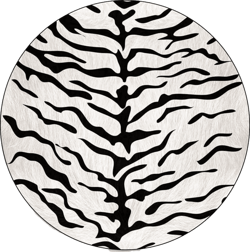 Fluffy Black White ZSSZO 5 Feet Round Tiger Skin Area Rug Black White Animal Print Throw Rugs for Kids Room Bedroom Office Living Room Washable Soft Circular Floor Mat