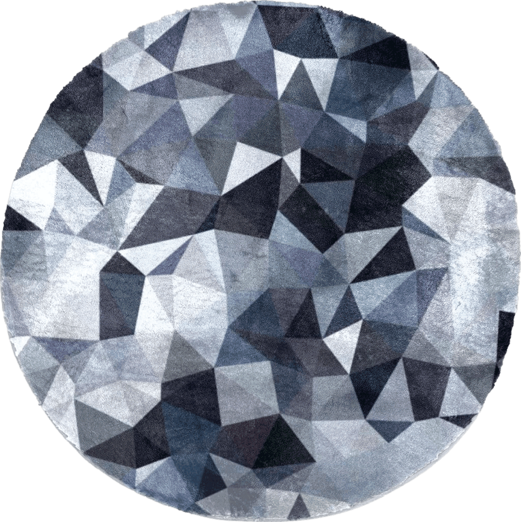 Blue All Rounds/Square Black White Triangle Round Area Rug, 23.6in Fluffy Plush Floor Mat Non-Slip Doormat for Bedroom Living Room Office Kitchen, Modern Carpet