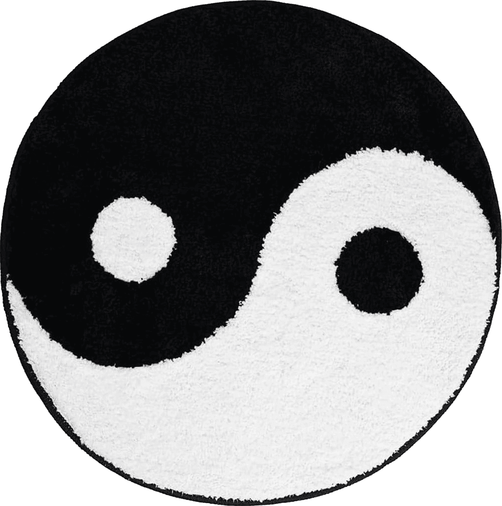 Fluffy Black White FuRylan White and Black Round Area Rug for Bedroom Modern Fluffy Soft Circle Rug for Kids Baby Room Indoor Plush Circular Nursery Rugs Cute Cozy Area Rugs for Living Room Tai Chi (19.5"X 19.5")