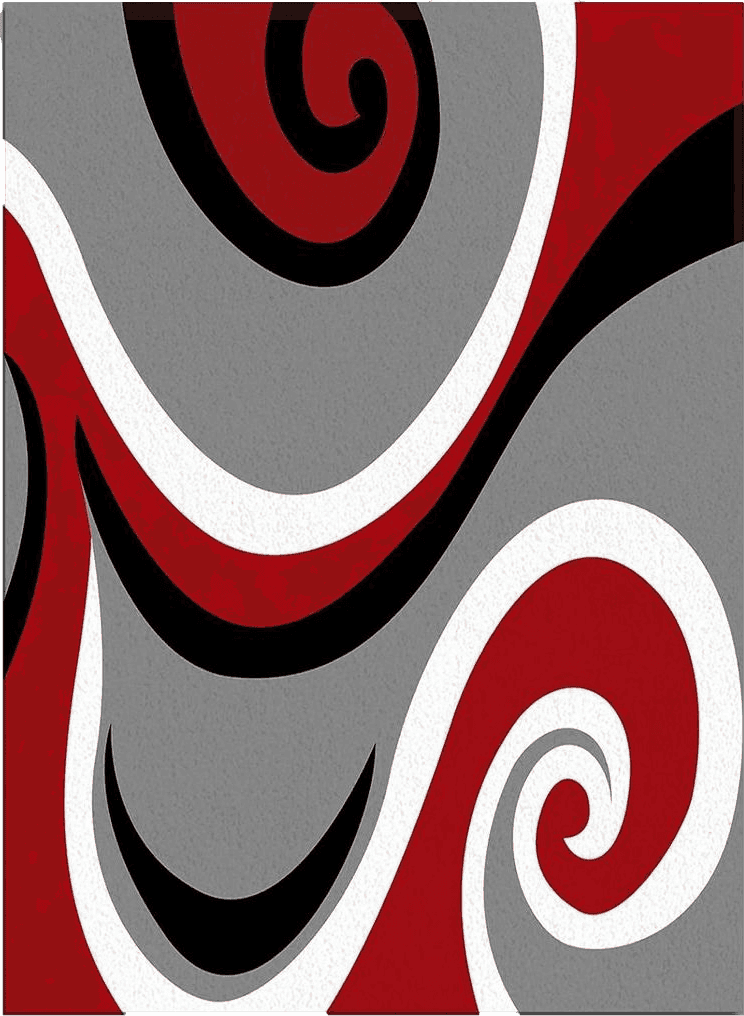 Fluffy Red Fluffy Area Rugs for Living Room,36x60in Non-Slip Accent Rug Ultra Soft Carpet Abstract Red White Black Swirl Washable Indoor Floor Mats for Bedroom Nursery Decor Modern Geometric Stripe on Gray