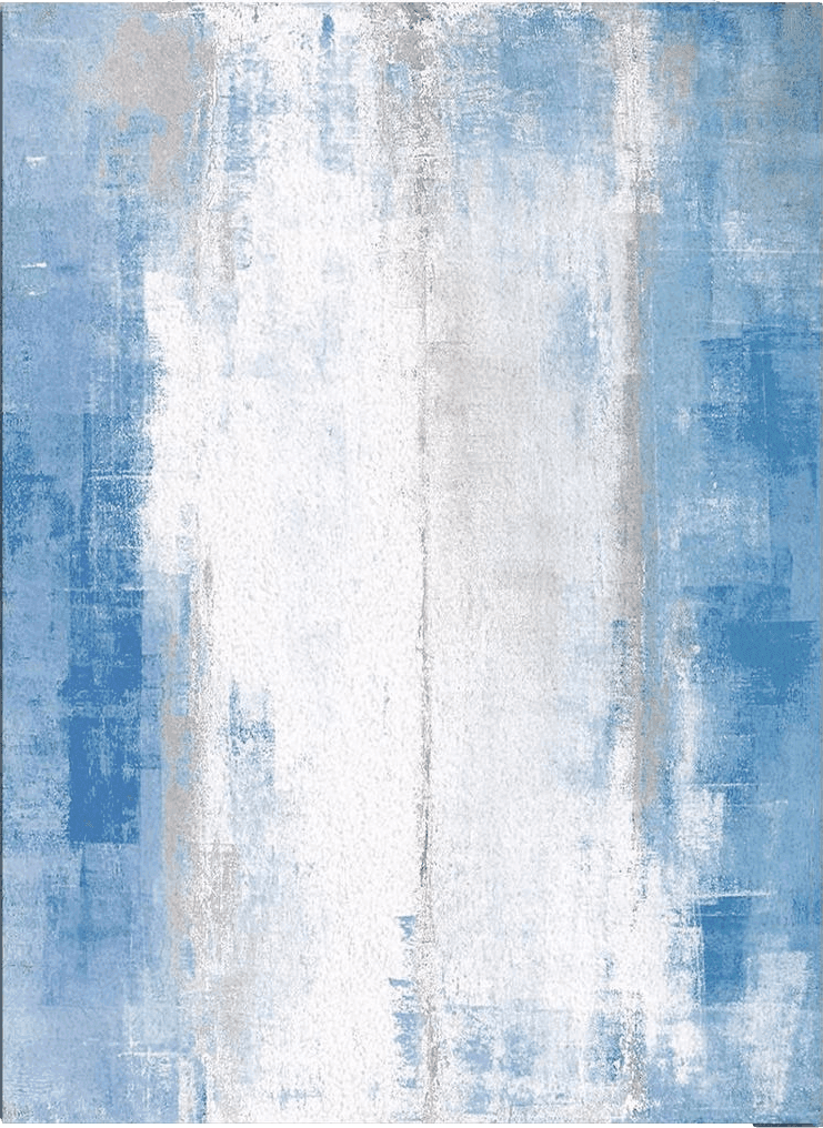 Large Area Rug, Blue Ombre Non-Slip Indoor Accent Area Carpet, Modern Geometric White Oil Painting Abstract Art Fluffy Shaggy Runner Rug for Living Room, Bedroom, Kids Room, 2'7"x 5"