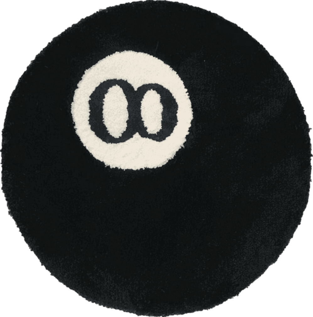 Black Billiards 8 Ball Area Rug 31.5" Round Soft Fluffy White and Black Room Decor Carpet Non-Slip Flocking Floor Mat Rug for Living Room Bedroom Decor