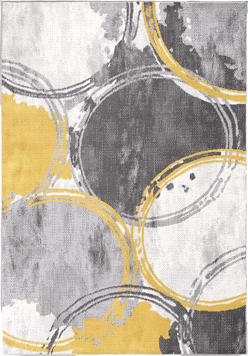 Bedroom Yellow Rugshop Evora Contemporary Modern Circles Area Rug 5' x 7' Yellow