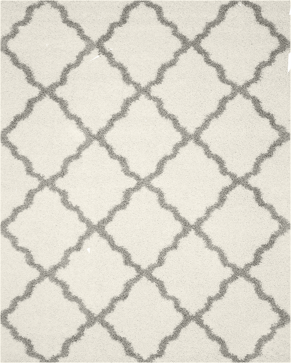 SAFAVIEH Dallas Shag Collection Area Rug - 8' x 10', Ivory & Grey, Trellis Design, Non-Shedding & Easy Care, 1.5-inch Thick Ideal for High Traffic Areas in Living Room, Bedroom (SGD257F)