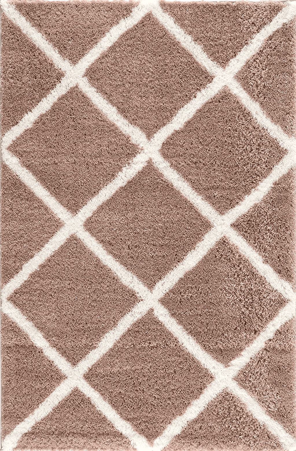 RUG BRANCH Soft Plush Retro Contemporary Boho Shag Brown White Indoor Area Rug for Living Room, Bedroom, Dining Room, and Kitchen - 5' x 7' (5'3" X 7'7")