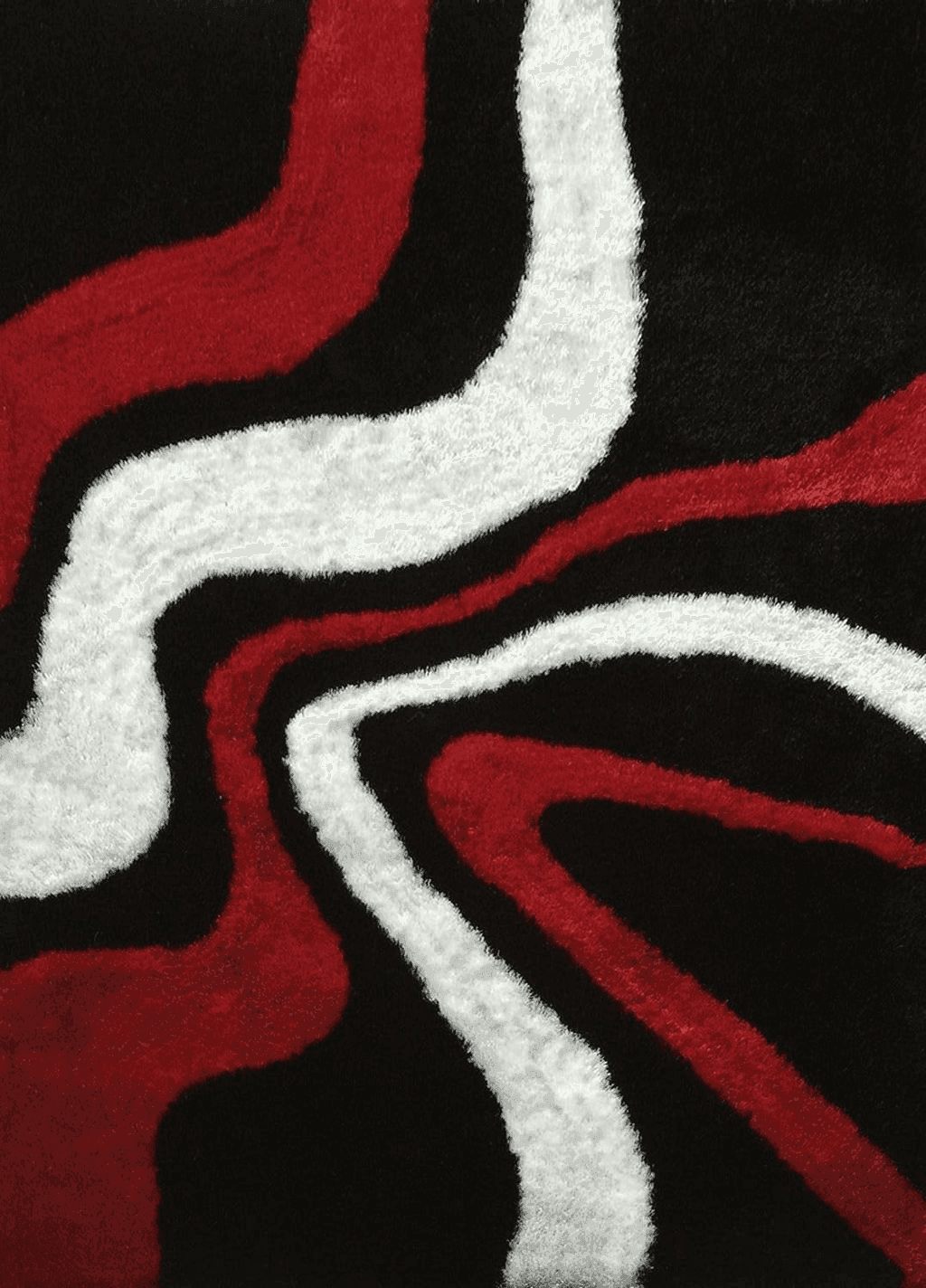 Bedroom Red RINOLO "Aria Collection Soft Pile Hand Tufted Shag Area Rug (Black, Red, White, 8' x 11')